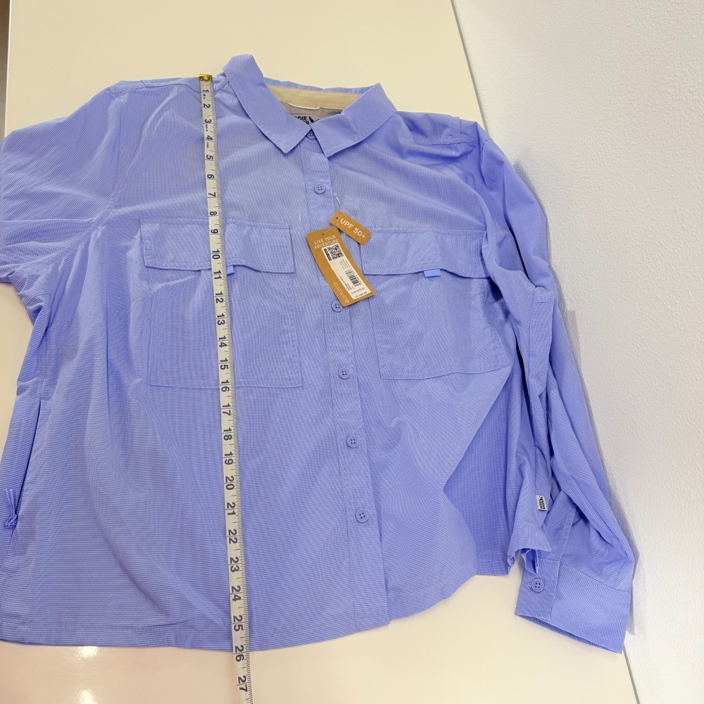 Eddie Bauer Women's Guide 3.0 UPF Roll Tab Long Sleeve Blue Travel Shirt 2X Plus - Picture 6 of 10